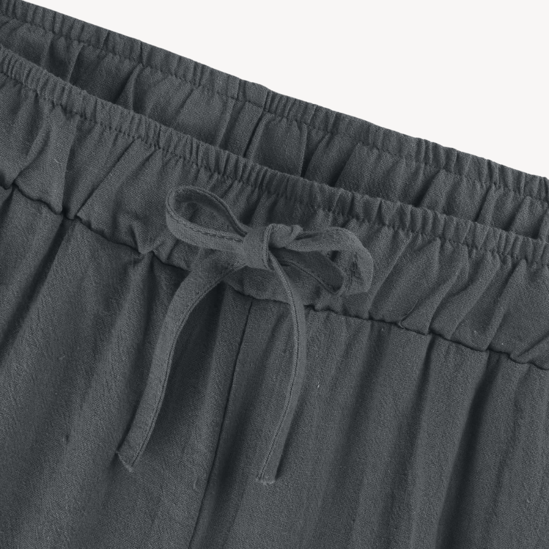 Womens Linen Wide-Leg Pants Drawstring Relaxed Fit