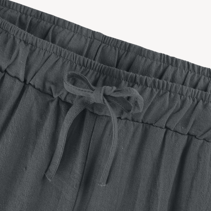 Womens Linen Wide-Leg Pants Drawstring Relaxed Fit