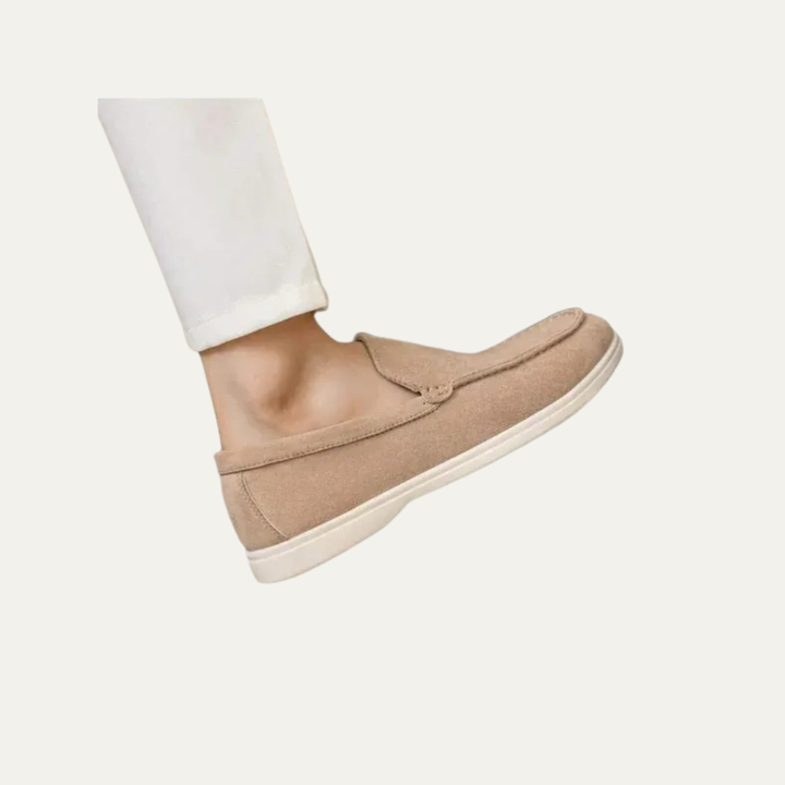 Mens Suede Slip-On Loafers Minimalist Apron Toe