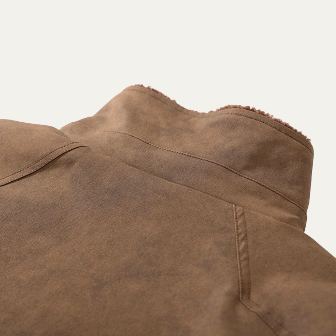 Mens Suede Bomber Jacket with Fleece Lining
