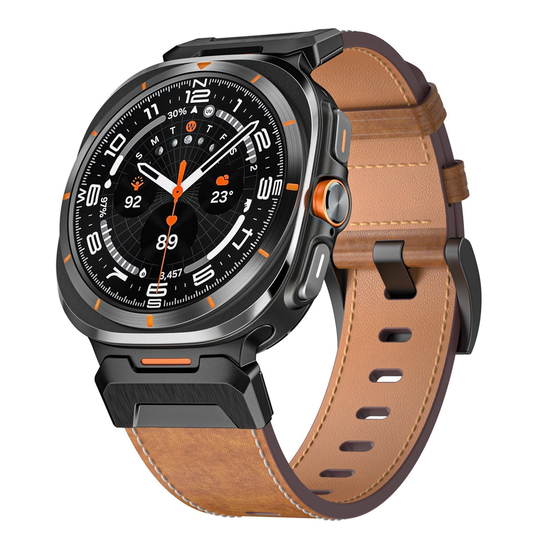 Mens Leather Watch Band Rugged Style
