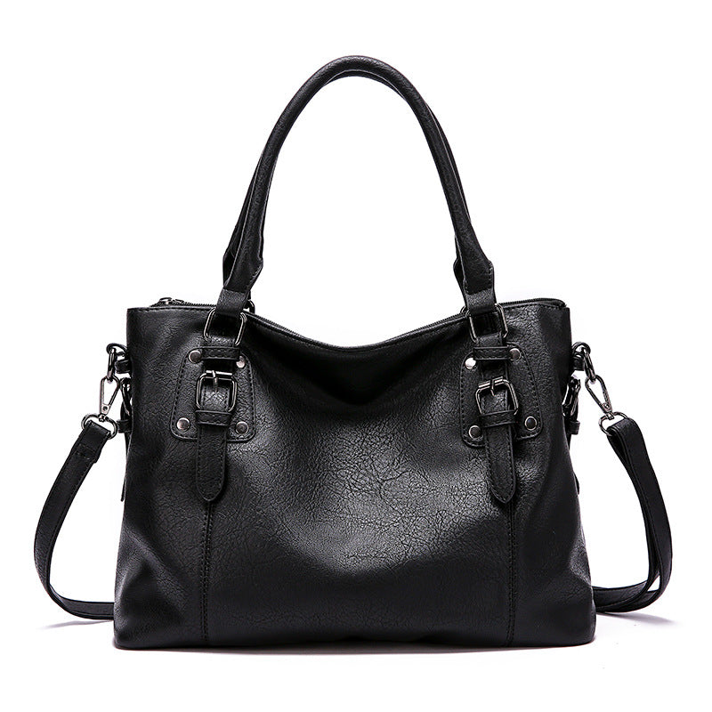 Womens Leather Handbag Large Capacity Vintage Shoulder Strap - BritishMode