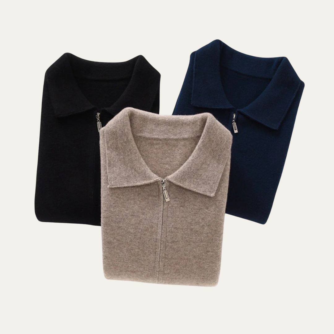 Mens Wool Knit Zip Cardigan Fit