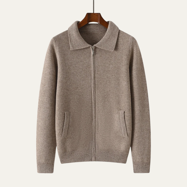Mens Wool Knit Zip Cardigan Fit
