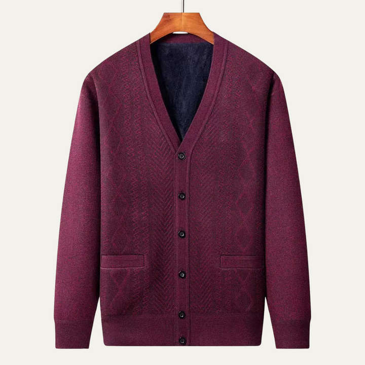 Mens Knit Cardigan Classic Button-Up Style