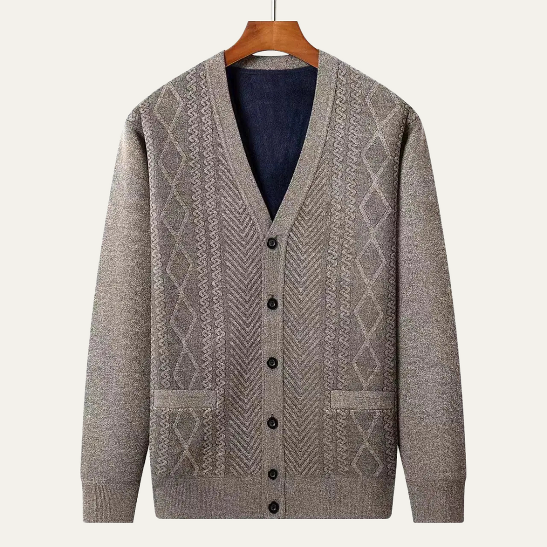 Mens Knit Cardigan Classic Button-Up Style