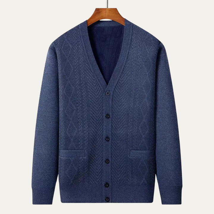 Mens Knit Cardigan Classic Button-Up Style