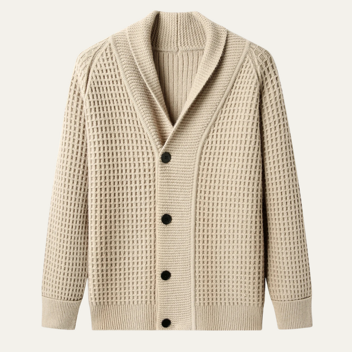 Mens Chunky Knit Cardigan with Shawl Collar - BritishMode