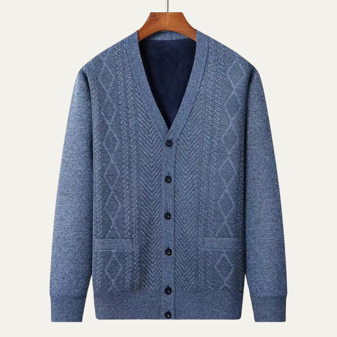 Mens Knit Cardigan Classic Button-Up Style