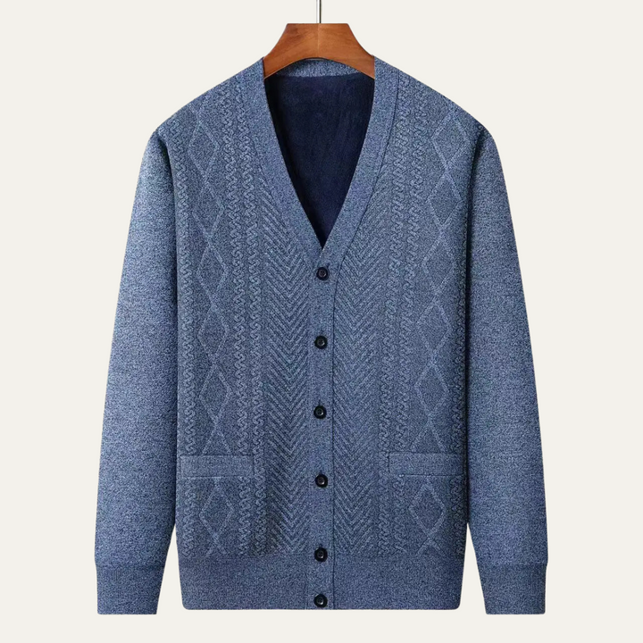 Mens Knit Cardigan Classic Button-Up Style