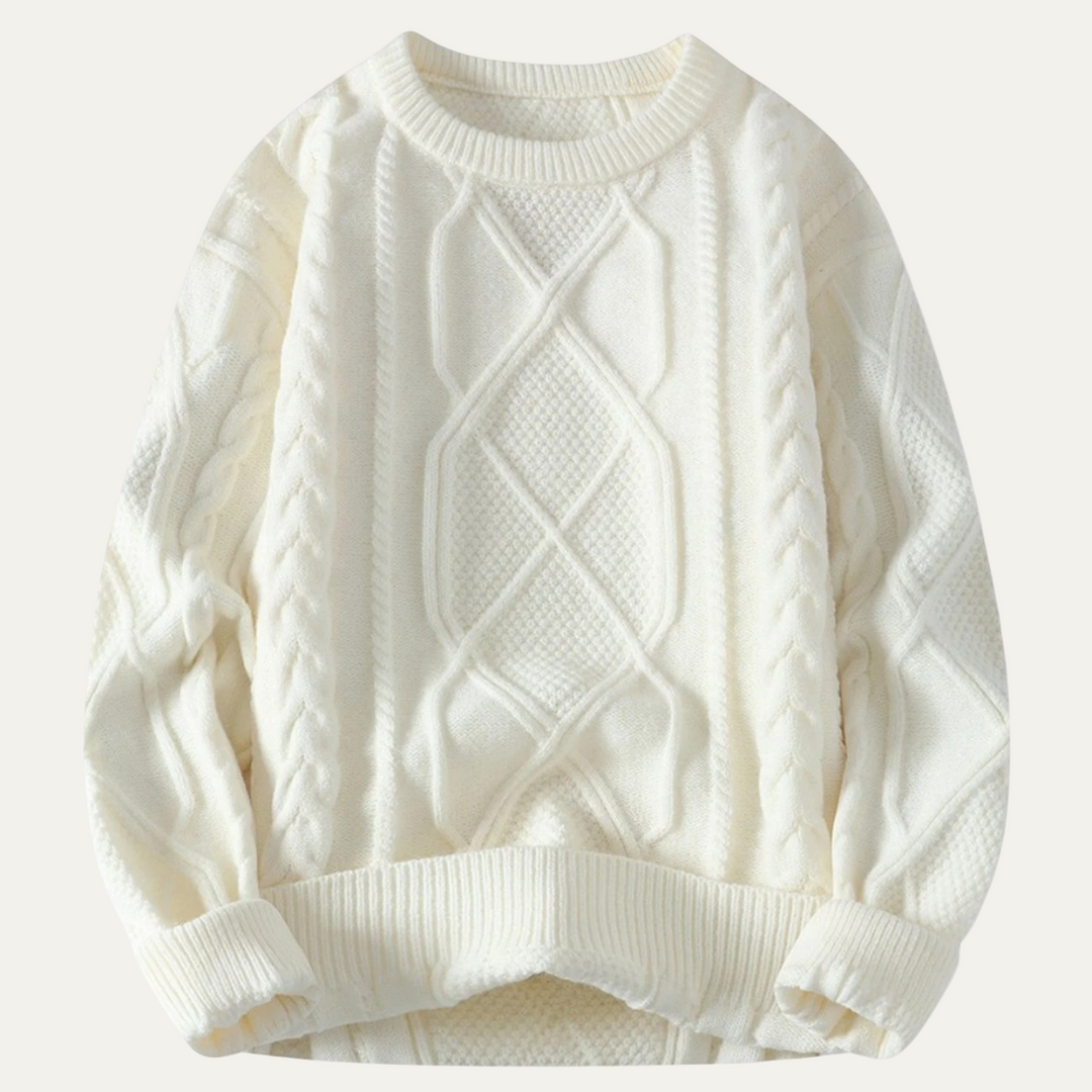 Mens Chunky Cable Knit Wool Sweater Warm Fit