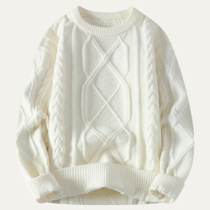 Mens Chunky Cable Knit Wool Sweater Warm Fit