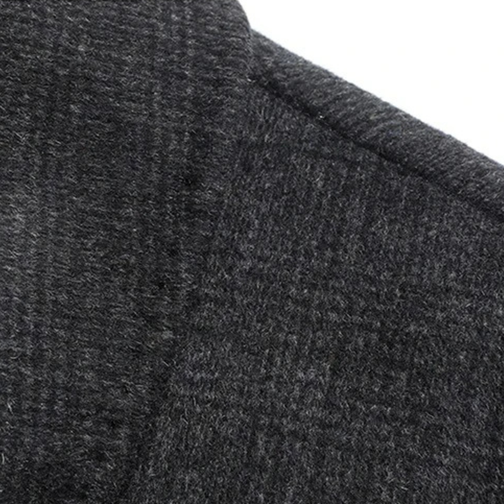 Mens Wool Blend Overcoat with Quilted Lining Plaid Pattern