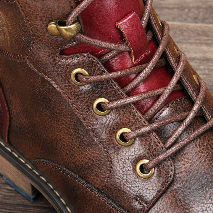 Mens Casual Leather Ankle Boots Lace-Up