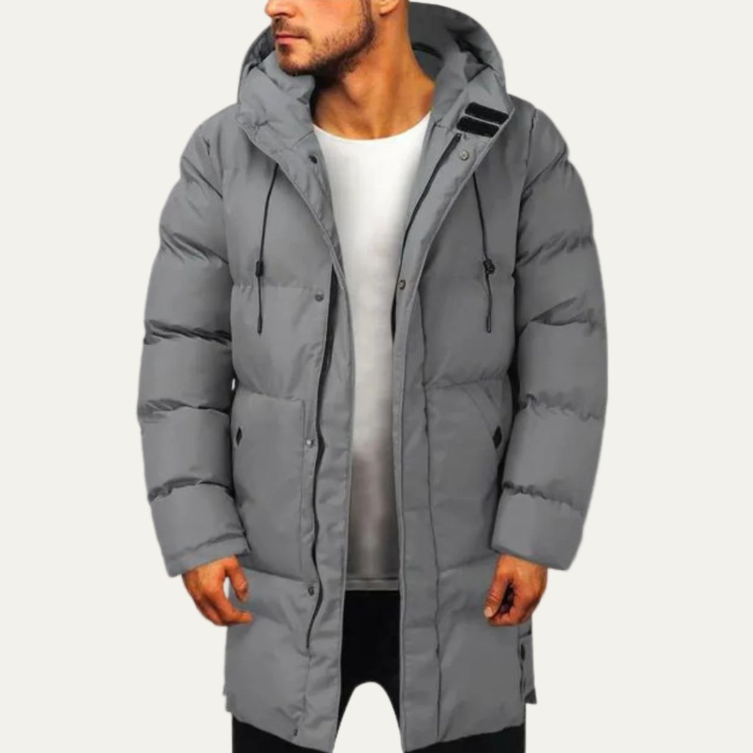 Mens Long Line Parka Coat Insulated Warm