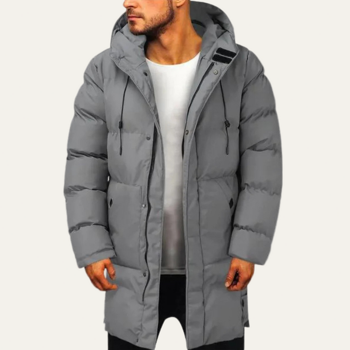 Mens Long Line Parka Coat Insulated Warm