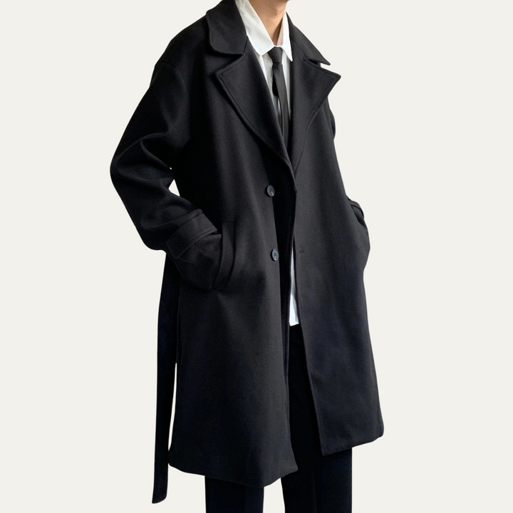 Mens Wool Wrap Coat with Belt Smart Fit