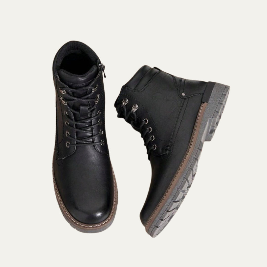 Mens Combat Boots Lace-Up Military Style Lug Sole