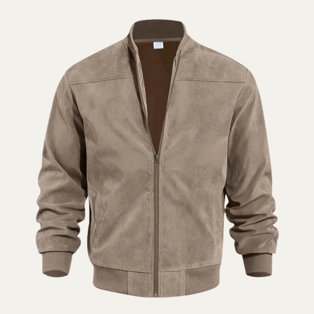 Mens Bomber Jacket Suede Look Relaxed Fit