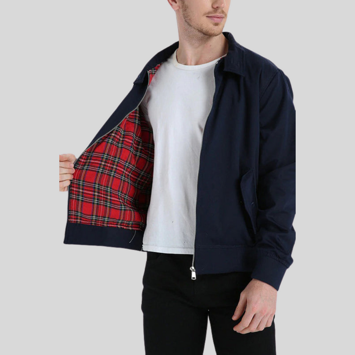 Mens Harrington Jacket Zip Front Classic Fit
