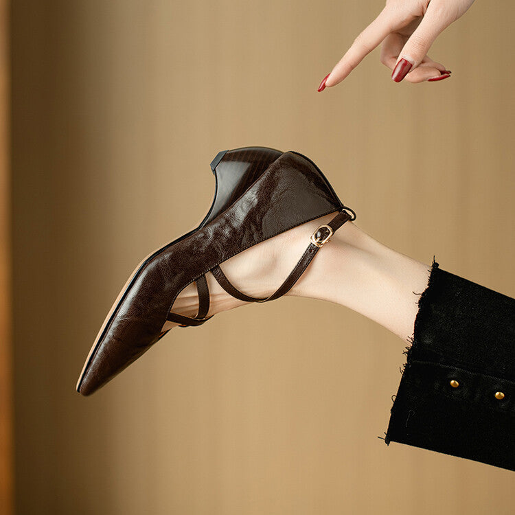Womens Genuine Leather Heels Classic Fit