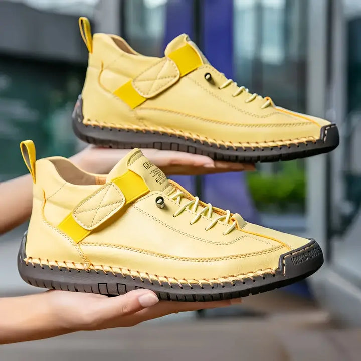 Womens Orthopedic Leather Trainers Lace-Up Wide Fit