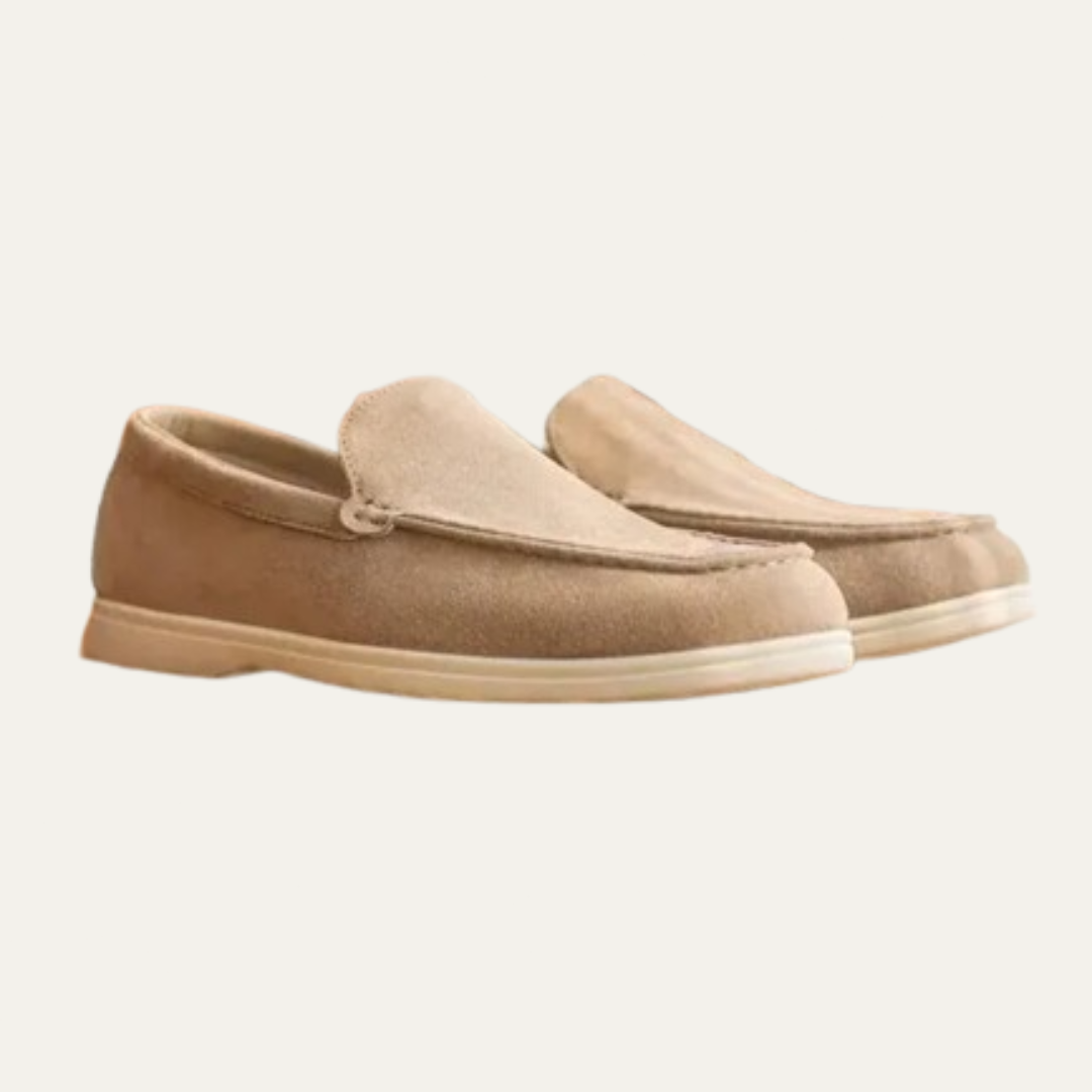 Mens Suede Slip-On Loafers Minimalist Apron Toe
