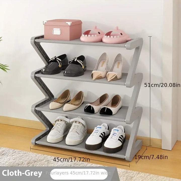Stackable 4-Tier Shoe Rack Z-Shaped Storage Organizer