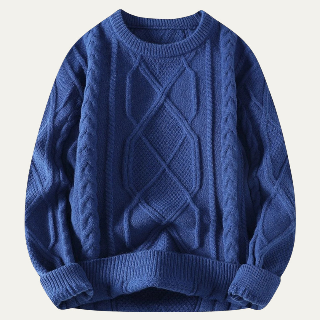 Mens Chunky Cable Knit Wool Sweater Warm Fit