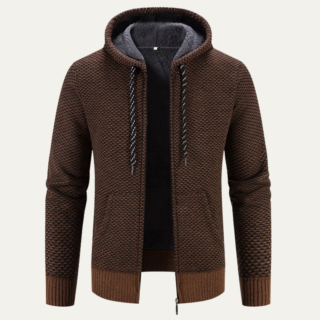 Mens Casual Knit Jacket Zip-Up Hooded - BritishMode