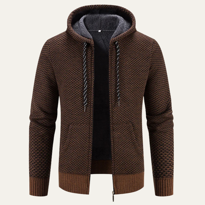 Mens Casual Knit Jacket Zip-Up Hooded - BritishMode