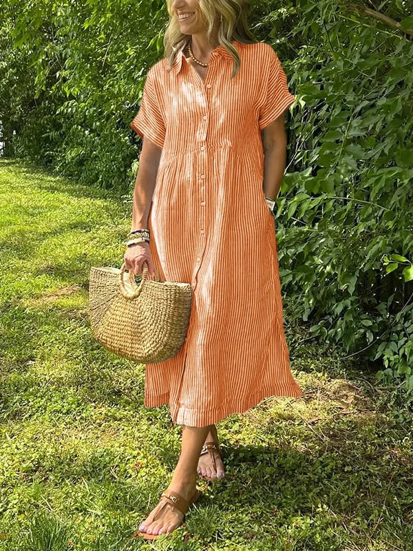 Womens Summer Dress Lightweight Stripe Relaxed Fit