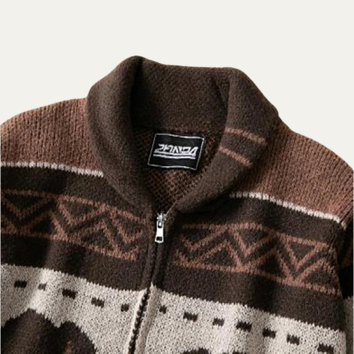 Mens Cardigan Wool Blend Retro Buffalo Print Winter