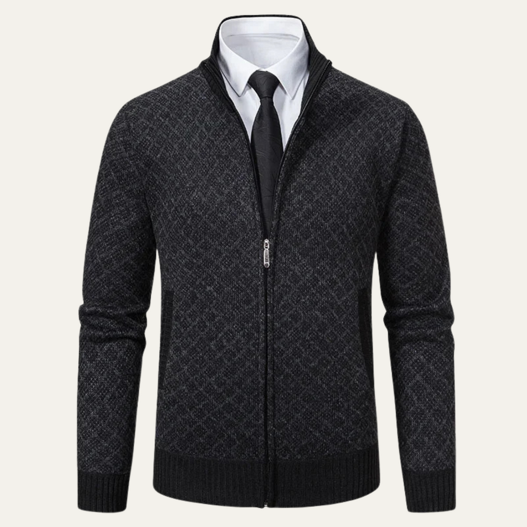 Mens Knit Zip-Up Cardigan Smart Fit - BritishMode