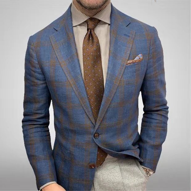 Mens Tailored Fit Jacket Peak Lapel - BritishMode
