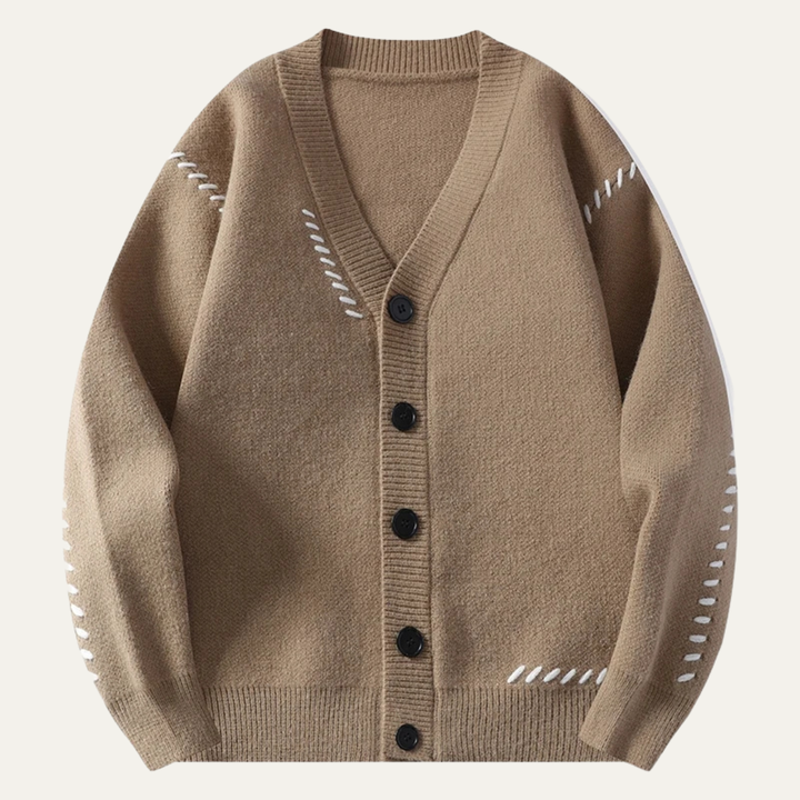 Mens V-Neck Knitted Cardigan Button-Up Winter Style - BritishMode