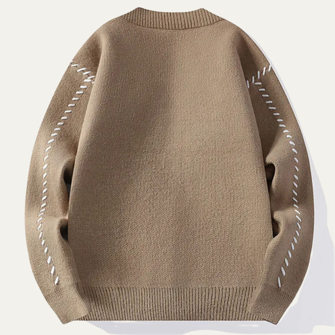 Mens V-Neck Knitted Cardigan Button-Up Winter Style