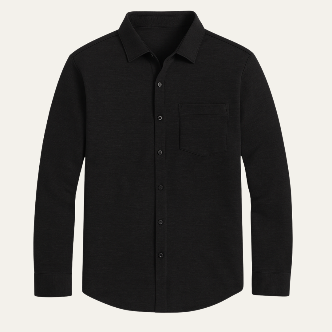 Mens Casual Button-Down Shirt Lightweight Cotton Blend - BritishMode