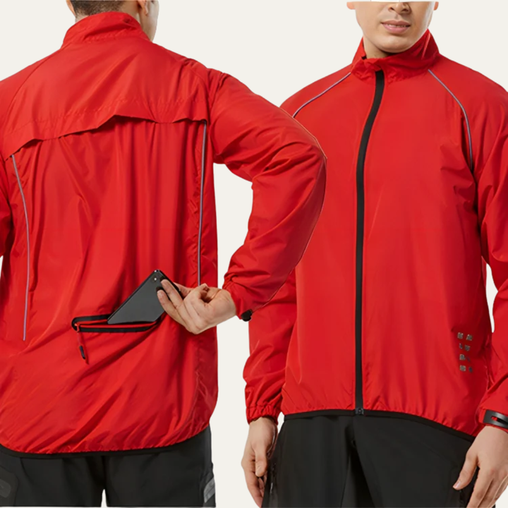 Mens Cycling Jacket Reflective High Collar Full Zip