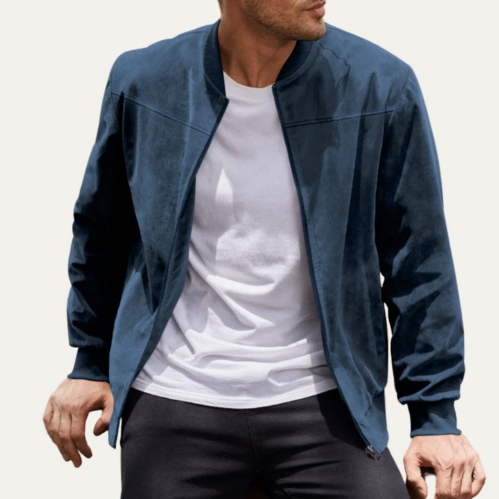 Mens Bomber Jacket Suede Look Relaxed Fit