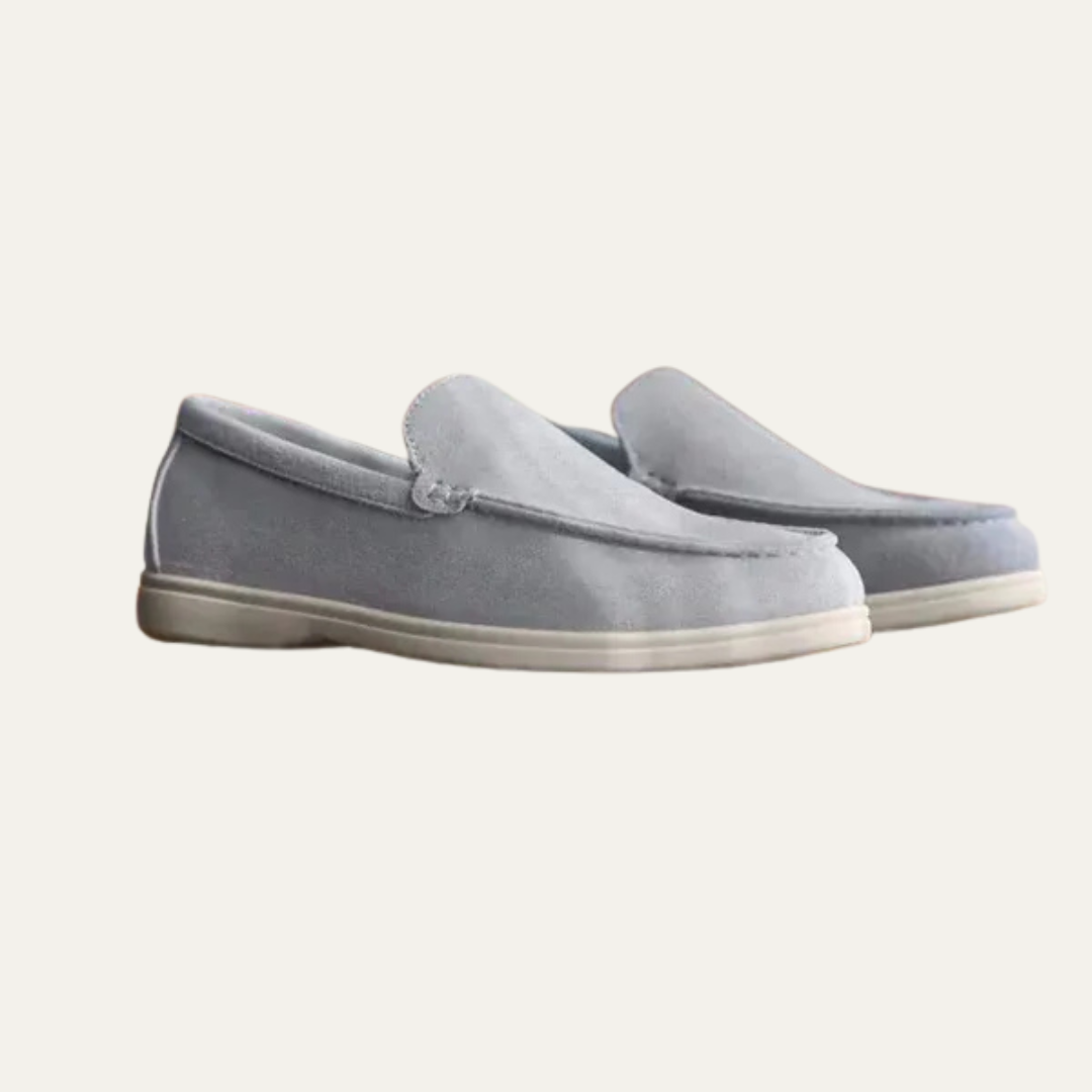 Mens Suede Slip-On Loafers Minimalist Apron Toe