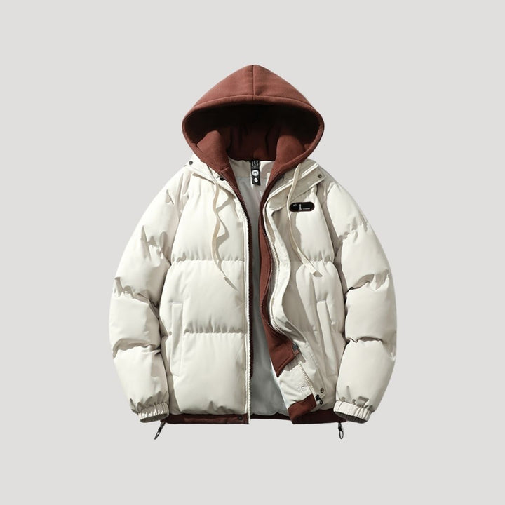 Mens Puffer Jacket Layered Design Hooded