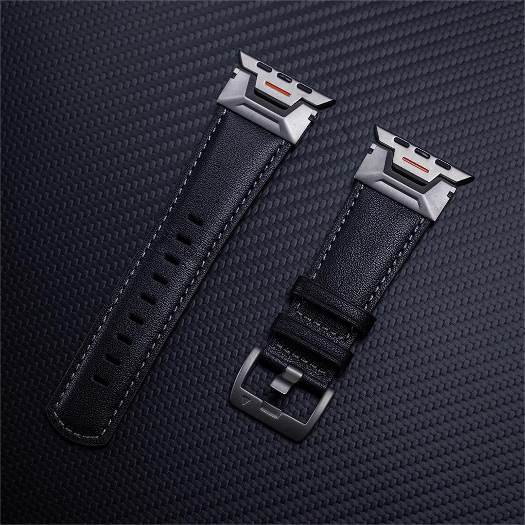 Unisex Apple Watch Strap Rubber Leather Hybrid Adjustable
