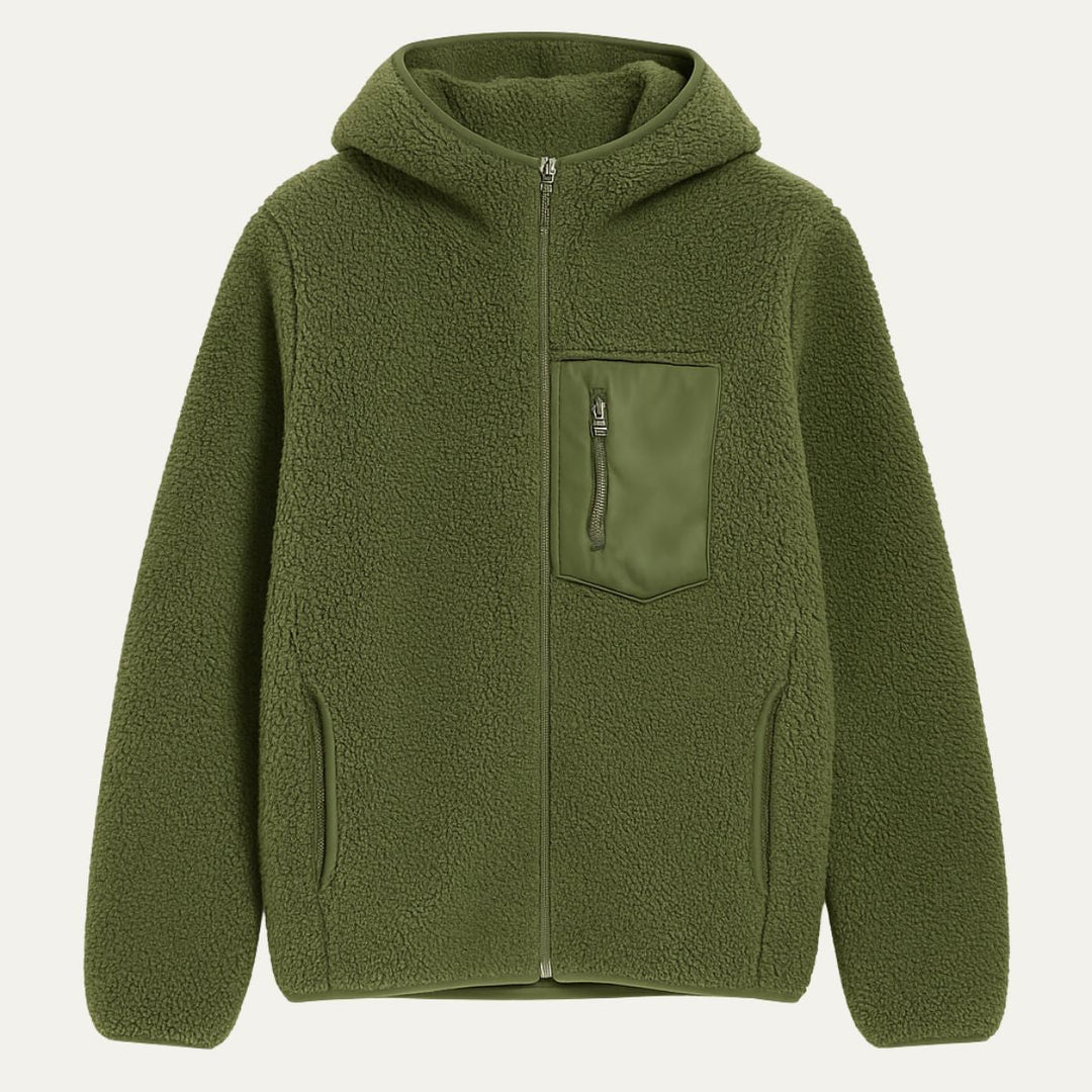 Mens Full Zip Sherpa Fleece Jacket Hooded