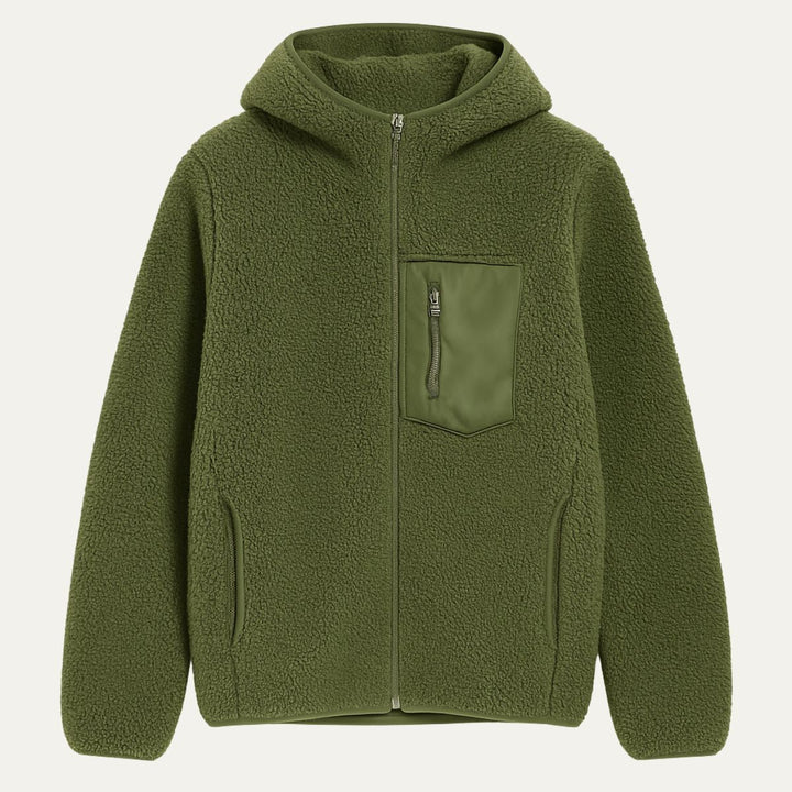Mens Full Zip Sherpa Fleece Jacket Hooded