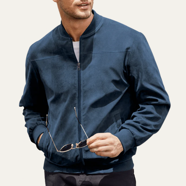 Mens Bomber Jacket Suede Look Relaxed Fit