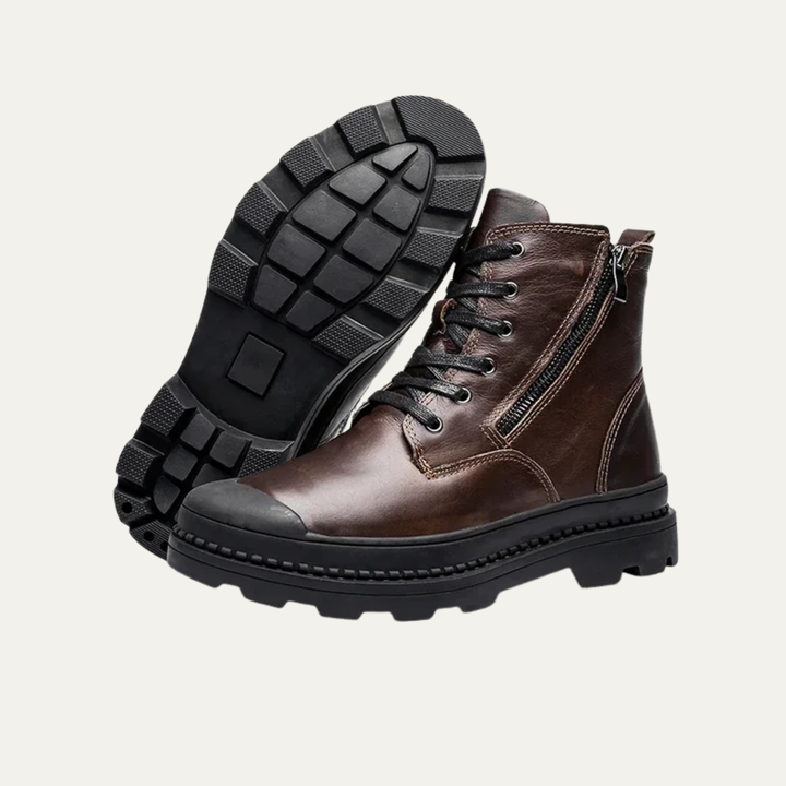 Mens Leather Lace-Up Work Boots Vintage Style