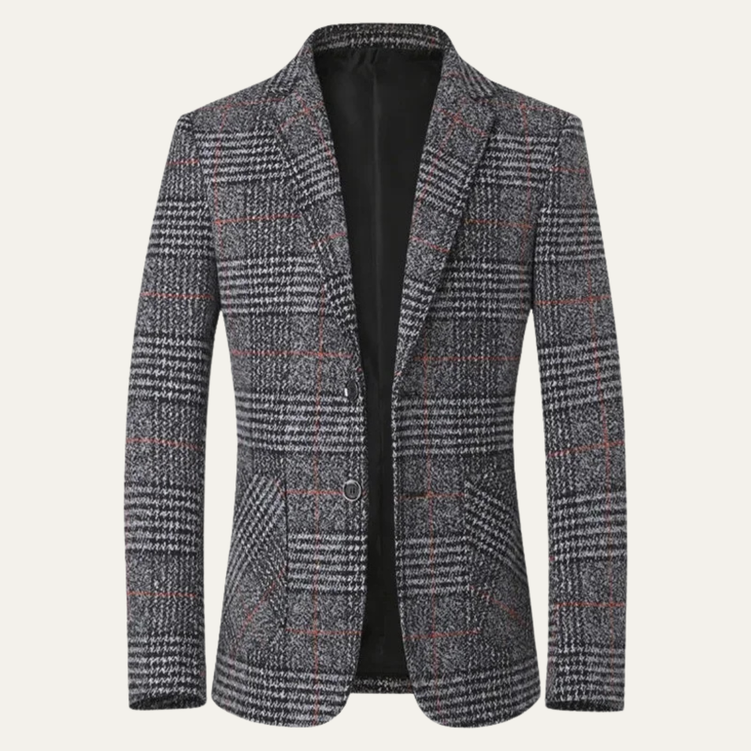 Mens Tweed Blazer Jacket Classic Checked Pattern Regular Fit