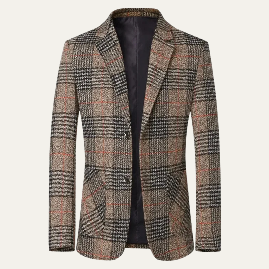 Mens Tweed Blazer Jacket Classic Checked Pattern Regular Fit - BritishMode