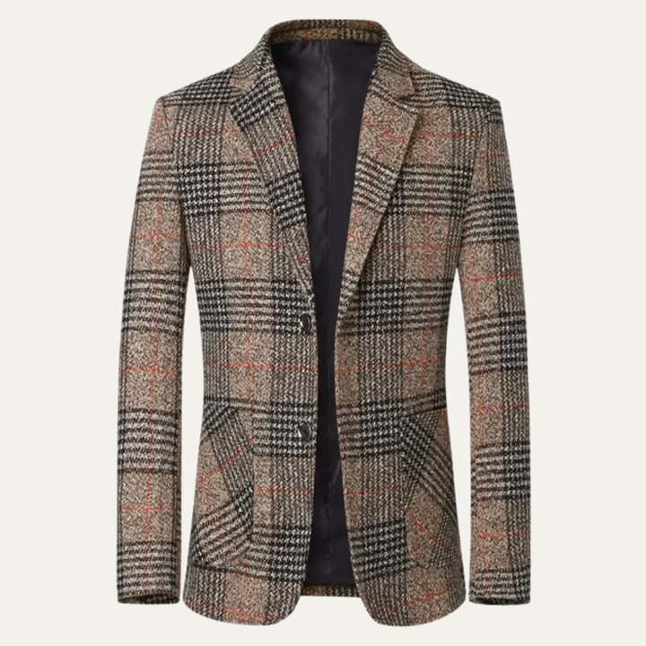 Mens Tweed Blazer Jacket Classic Checked Pattern Regular Fit - BritishMode